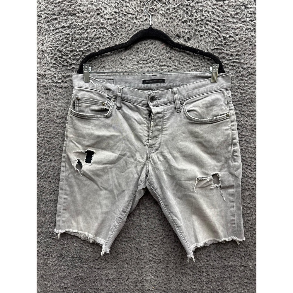 John Varvatos USA Wight Skinny Altered Distressed Denim Jean Shorts Mens Size 32
